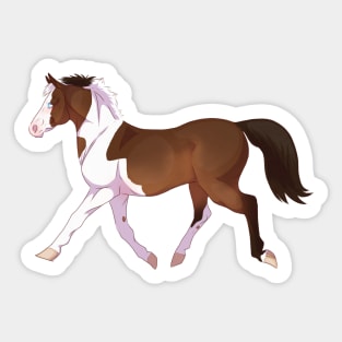 Trotting Bay Tobiano Horse Sticker